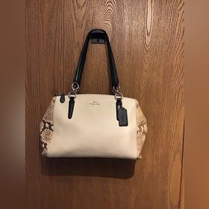 COACH CHRISTIE CARRYALL WITH SNAKE EMBOSSED LEATHER TRIM (COACH F57507) MEDUIM
